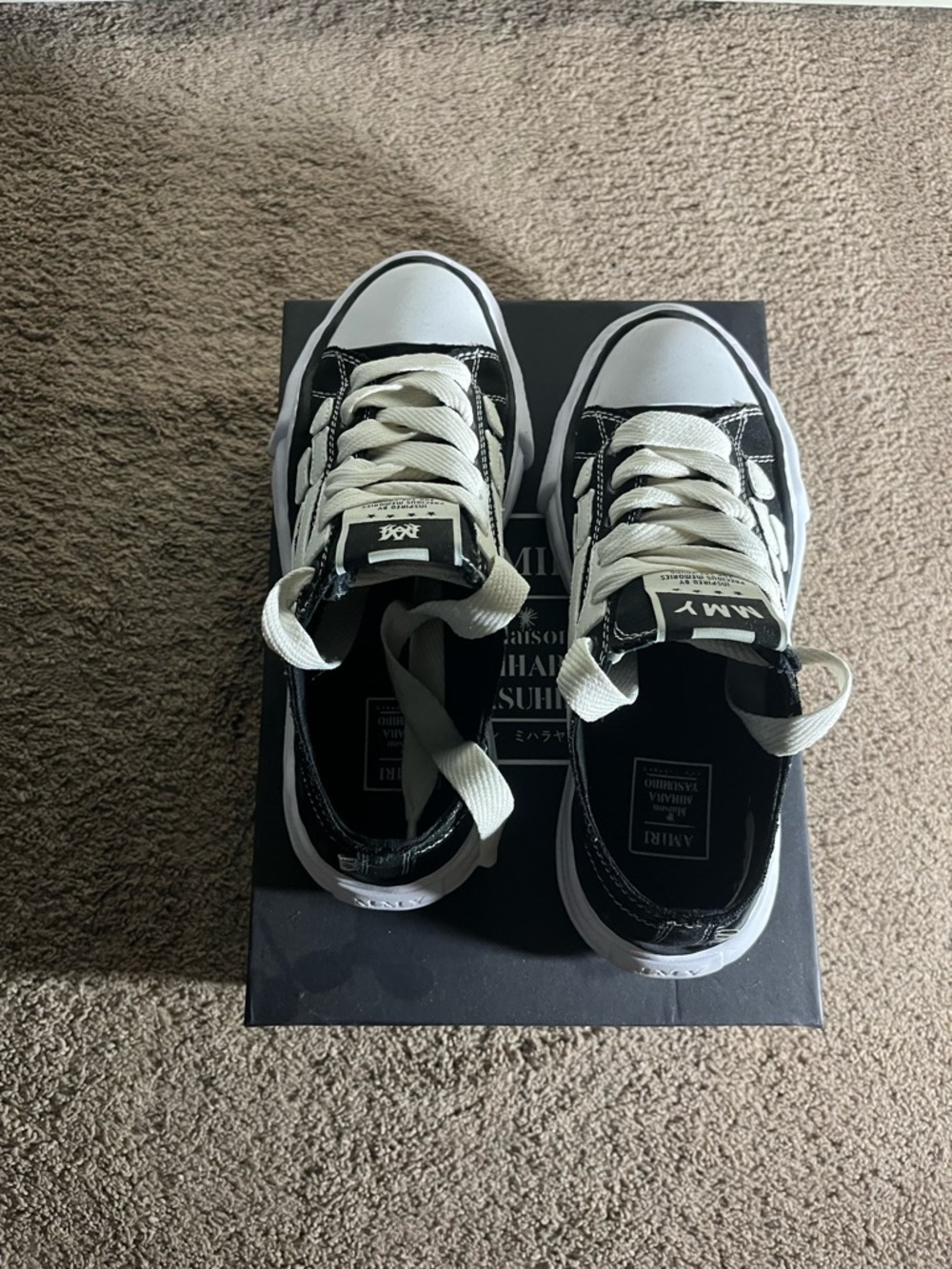 AMIRI x Maison Mihara Black and White Skeleton-Style Low-Top Sneakers - Picture 4 of 5